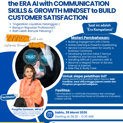 Pelatihan Online by Zoom Mastering Service Excellence in the Era AI with Communication Skills & Growth Mindset to Build Customer Satisfaction