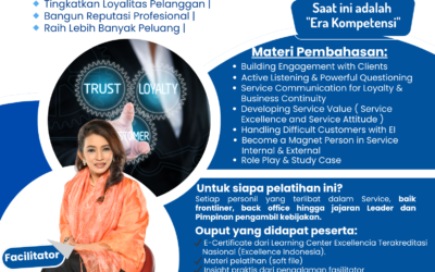 Flyer Mastering Service Excellence Pelatihan Online by Zoom Mastering Service Excellence in the Era AI with Communication Skills & Growth Mindset to Build Customer Satisfaction